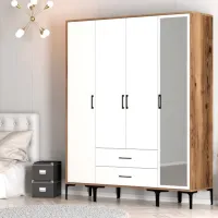 Dulap pentru haine Trendy Kumsal STR 160 x 47.5 x 201.4 / PAL melaminat / Walnut photo 5