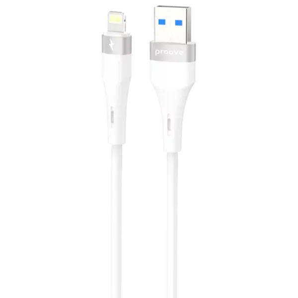Cablu pentru telefon Light Silicone Plus Proove USB + Lightning 1 m / White photo 1