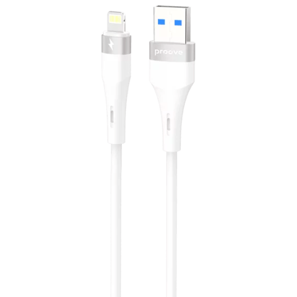 Cablu pentru telefon Light Silicone Plus Proove USB + Lightning 1 m / White photo 1
