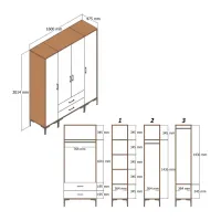 Dulap pentru haine Trendy Kumsal STS 160 x 47.5 x 201.4 / PAL melaminat / Walnut photo 2