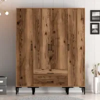 Dulap pentru haine Trendy Kumsal STS 160 x 47.5 x 201.4 / PAL melaminat / Walnut photo 3