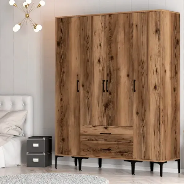 Dulap pentru haine Trendy Kumsal STS 160 x 47.5 x 201.4 / PAL melaminat / Walnut photo 6