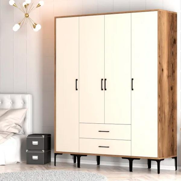 Dulap pentru haine Trendy Kumsal STS 160 x 47.5 x 201.4 / PAL melaminat / Walnut photo 4