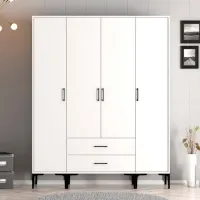 Dulap pentru haine Trendy Kumsal STS 160 x 47.5 x 201.4 / PAL melaminat / White photo 3
