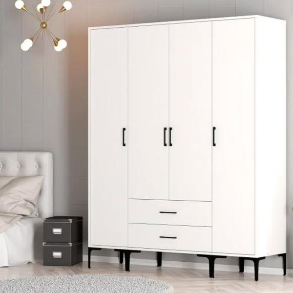 Dulap pentru haine Trendy Kumsal STS 160 x 47.5 x 201.4 / PAL melaminat / White photo 4