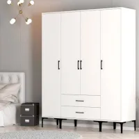 Dulap pentru haine Trendy Kumsal STS 160 x 47.5 x 201.4 / PAL melaminat / White photo 4