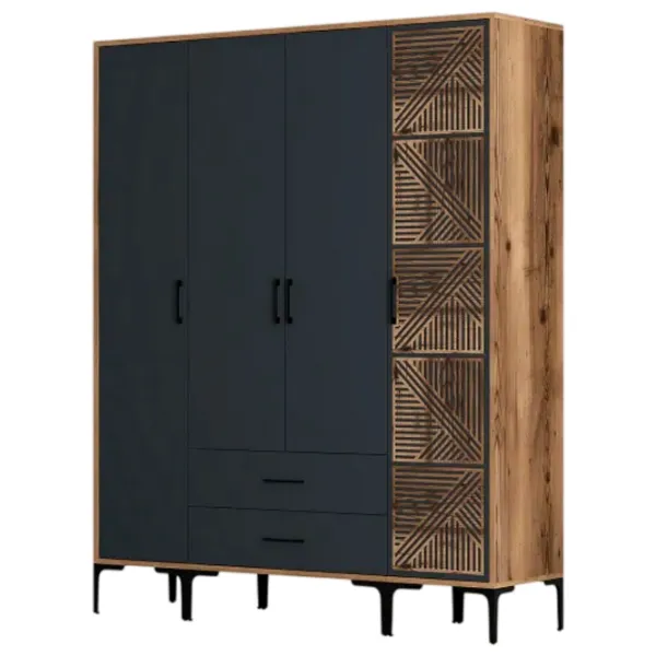 Dulap pentru haine Trendy Kumsal STP 160 x 47.5 x 201.4 / PAL melaminat / Walnut photo 1