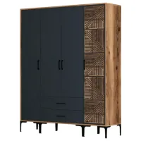 Dulap pentru haine Trendy Kumsal STP 160 x 47.5 x 201.4 / PAL melaminat / Walnut