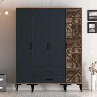 Dulap pentru haine Trendy Kumsal STP 160 x 47.5 x 201.4 / PAL melaminat / Walnut photo 3