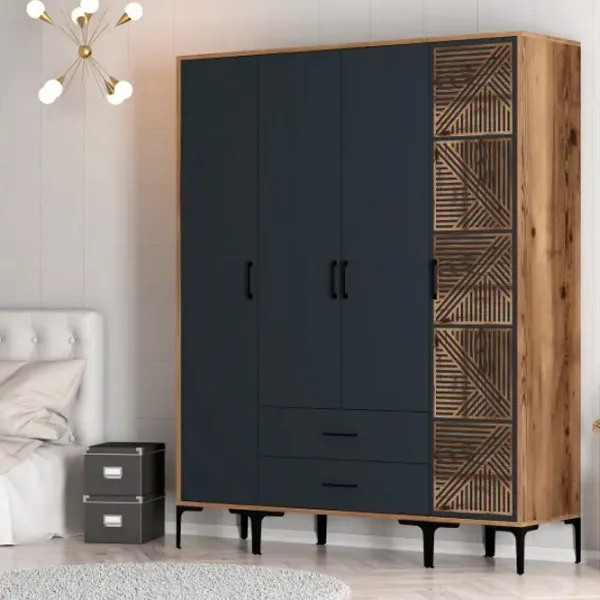 Dulap pentru haine Trendy Kumsal STP 160 x 47.5 x 201.4 / PAL melaminat / Walnut photo 5