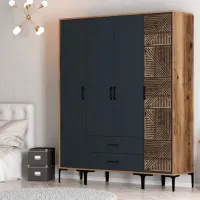 Dulap pentru haine Trendy Kumsal STP 160 x 47.5 x 201.4 / PAL melaminat / Walnut photo 5