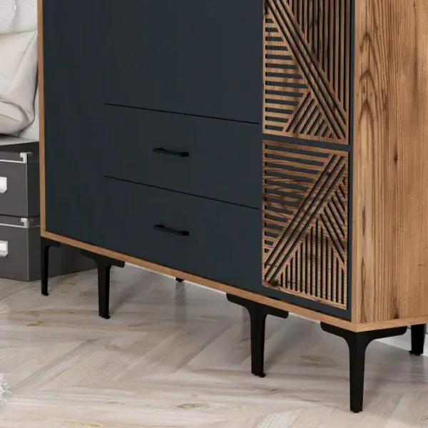 Dulap pentru haine Trendy Kumsal STP 160 x 47.5 x 201.4 / PAL melaminat / Walnut photo 6