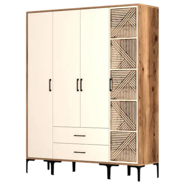 Dulap pentru haine Trendy Kumsal STP 160 x 47.5 x 201.4 / PAL melaminat / Walnut photo 1
