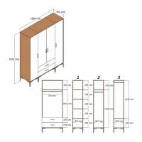 Dulap pentru haine Trendy Kumsal STP 160 x 47.5 x 201.4 / PAL melaminat / Walnut photo 2