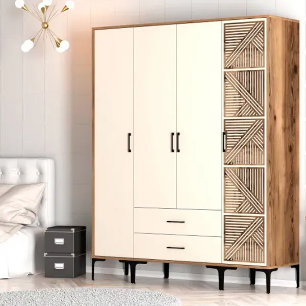 Dulap pentru haine Trendy Kumsal STP 160 x 47.5 x 201.4 / PAL melaminat / Walnut photo 5