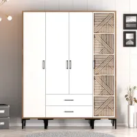 Dulap pentru haine Trendy Kumsal STP 160 x 47.5 x 201.4 / PAL melaminat / Walnut photo 3