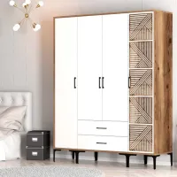 Dulap pentru haine Trendy Kumsal STP 160 x 47.5 x 201.4 / PAL melaminat / Walnut photo 5