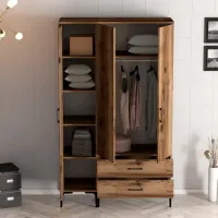 Dulap pentru haine Trendy Kumsal ST 120 x 47.5 x 201.4 / PAL melaminat / Walnut photo 5