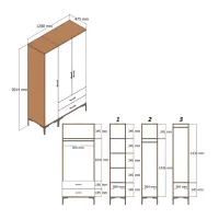 Dulap pentru haine Trendy Kumsal ST 120 x 47.5 x 201.4 / PAL melaminat / Walnut photo 2