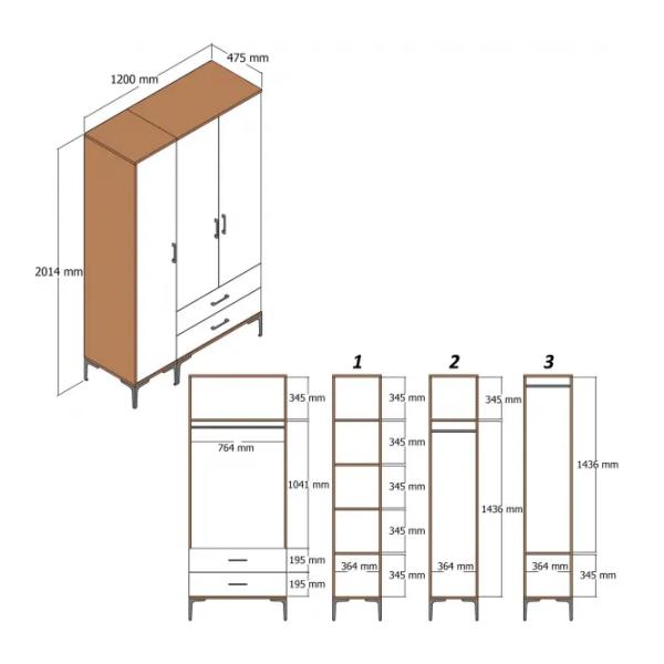 Гардероб Trendy Kumsal ST 120 x 47.5см x 201.4 / ДСП меламин / Oреховый photo 2