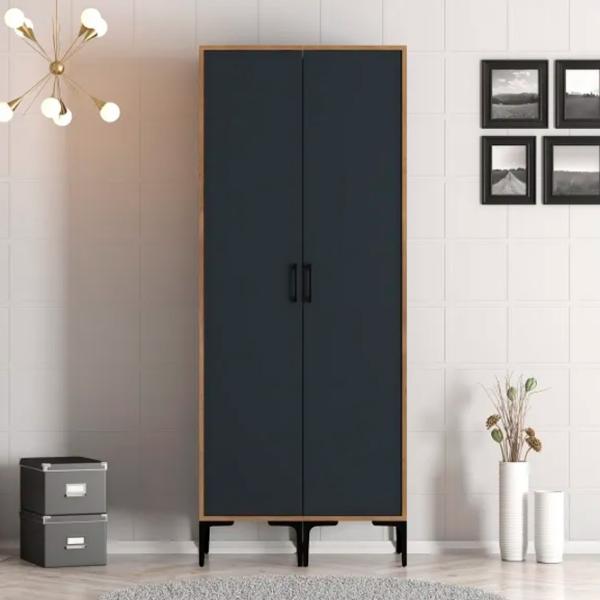 Dulap pentru haine Trendy Kumsal SS 80 x 47.5 x 201.4 / PAL melaminat / Walnut photo 3