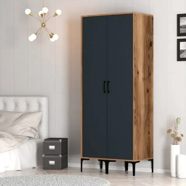 Dulap pentru haine Trendy Kumsal SS 80 x 47.5 x 201.4 / PAL melaminat / Walnut photo 5