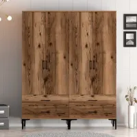 Dulap pentru haine Trendy Kumsal TT 160 x 47.5 x 201.4 / PAL melaminat / Walnut photo 3