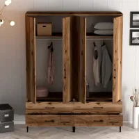 Dulap pentru haine Trendy Kumsal TT 160 x 47.5 x 201.4 / PAL melaminat / Walnut photo 4