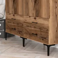 Dulap pentru haine Trendy Kumsal TT 160 x 47.5 x 201.4 / PAL melaminat / Walnut photo 6