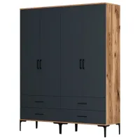 Dulap pentru haine Trendy Kumsal TT 160 x 47.5 x 201.4 / PAL melaminat / Walnut