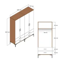 Dulap pentru haine Trendy Kumsal TT 160 x 47.5 x 201.4 / PAL melaminat / Walnut photo 2
