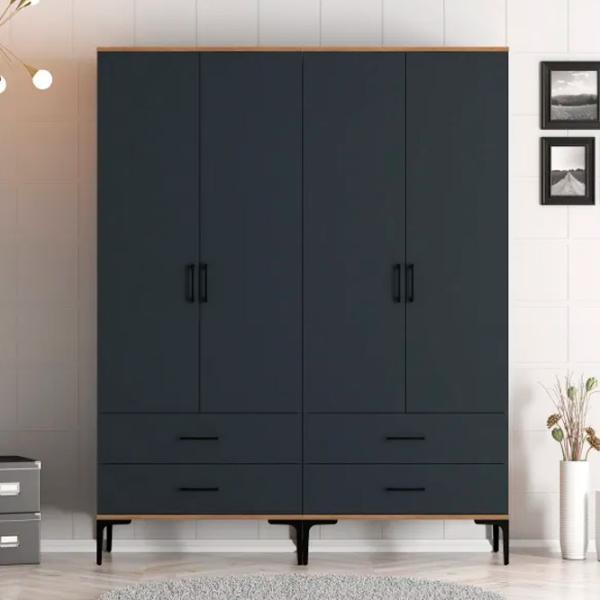 Dulap pentru haine Trendy Kumsal TT 160 x 47.5 x 201.4 / PAL melaminat / Walnut photo 3