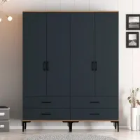 Dulap pentru haine Trendy Kumsal TT 160 x 47.5 x 201.4 / PAL melaminat / Walnut photo 3