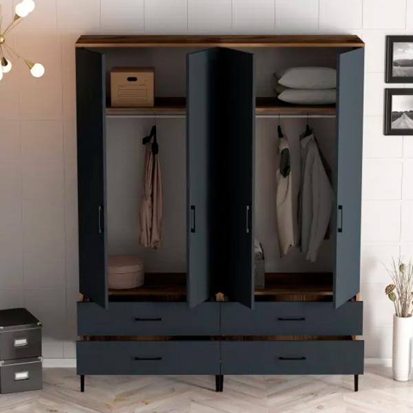 Dulap pentru haine Trendy Kumsal TT 160 x 47.5 x 201.4 / PAL melaminat / Walnut photo 4
