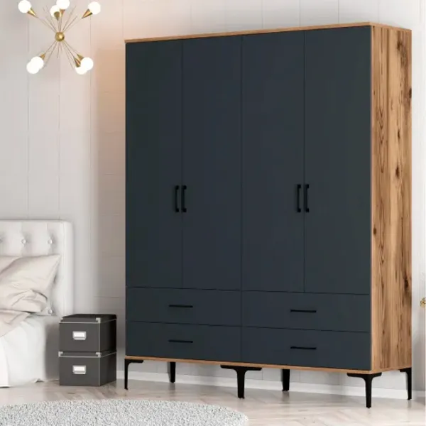 Dulap pentru haine Trendy Kumsal TT 160 x 47.5 x 201.4 / PAL melaminat / Walnut photo 5