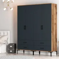 Dulap pentru haine Trendy Kumsal TT 160 x 47.5 x 201.4 / PAL melaminat / Walnut photo 5