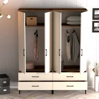 Dulap pentru haine Trendy Kumsal TT 160 x 47.5 x 201.4 / PAL melaminat / Walnut photo 4