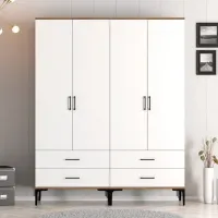 Dulap pentru haine Trendy Kumsal TT 160 x 47.5 x 201.4 / PAL melaminat / Walnut photo 3