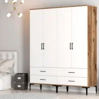 Dulap pentru haine Trendy Kumsal TT 160 x 47.5 x 201.4 / PAL melaminat / Walnut photo 4
