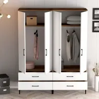 Dulap pentru haine Trendy Kumsal TT 160 x 47.5 x 201.4 / PAL melaminat / Walnut photo 5