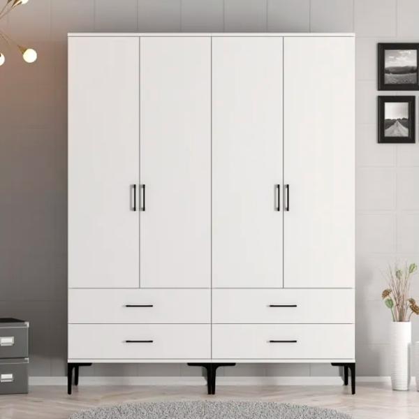 Dulap pentru haine Trendy Kumsal TT 160 x 47.5 x 201.4 / PAL melaminat / White photo 3