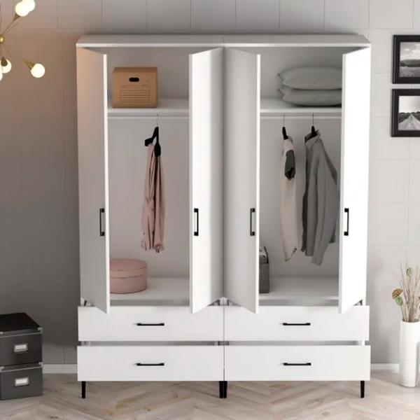 Dulap pentru haine Trendy Kumsal TT 160 x 47.5 x 201.4 / PAL melaminat / White photo 4