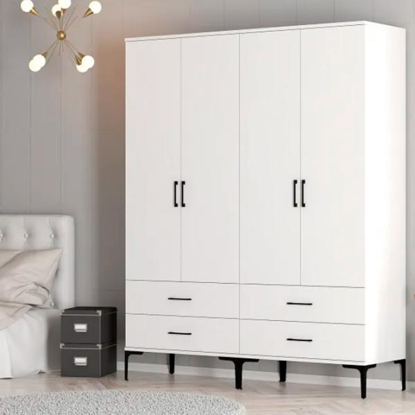 Dulap pentru haine Trendy Kumsal TT 160 x 47.5 x 201.4 / PAL melaminat / White photo 5