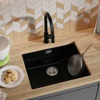 Chiuvetă PRIMAGRAN PRAGUE 60 Step Level Undermount 47 x 56 / Granit / Black photo 5