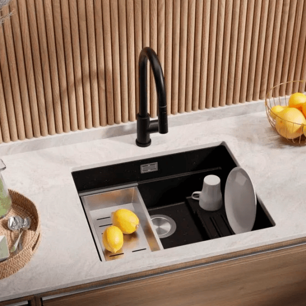Кухонная мойка PRIMAGRAN PRAGUE 60 Step Level Undermount 47 x 56 / Гранит / Черный металлик photo 3