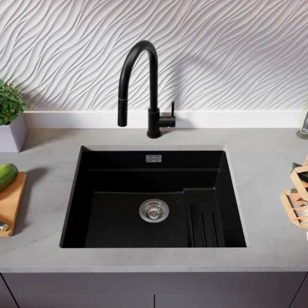 Кухонная мойка PRIMAGRAN PRAGUE 60 Step Level Undermount 47 x 56 / Гранит / Черный металлик photo 4