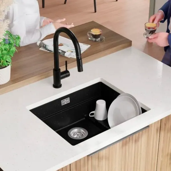 Кухонная мойка PRIMAGRAN PRAGUE 60 Step Level Undermount 47 x 56 / Гранит / Черный металлик photo 6