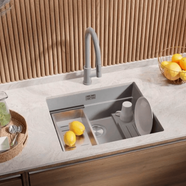 Кухонная мойка PRIMAGRAN PRAGUE 60 Step Level Undermount 47 x 56 / Гранит / Серый photo 3
