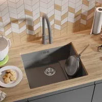 Chiuvetă PRIMAGRAN PRAGUE 60 Step Level Undermount 47 x 56 / Granit / Gray photo 4