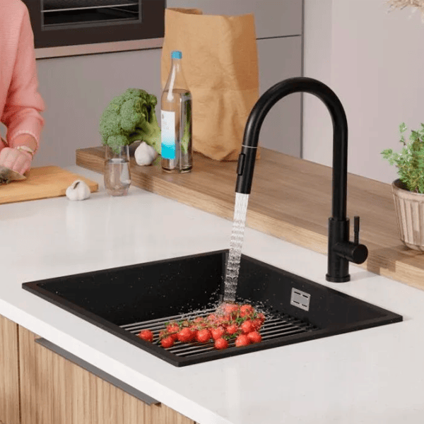 Кухонная мойка PRIMAGRAN PRAGUE 60 Step Level 47 x 56 / Гранит / Черный металлик photo 6